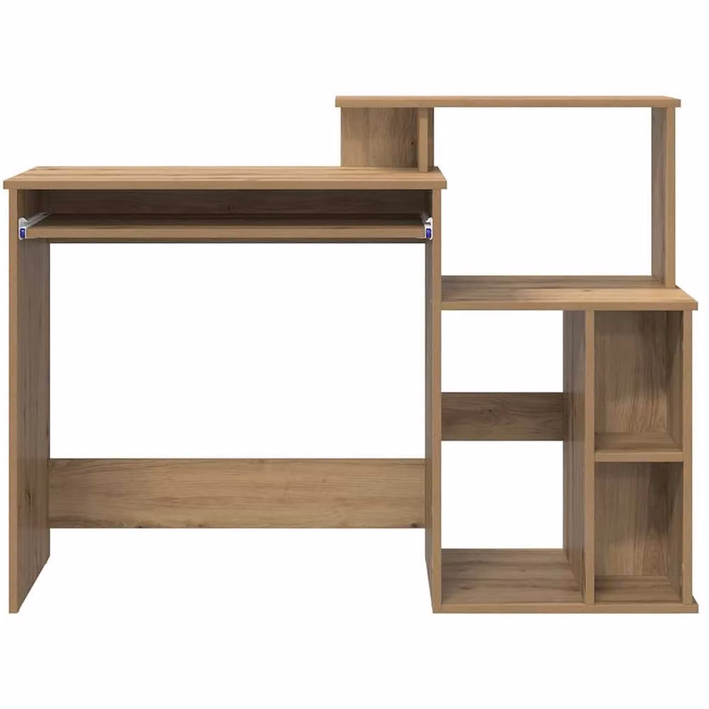 Berkfield Home Artisan Oak Writing Desk in Brown, W/D/H: 120.5 x 44 x 88.5 cm – 4