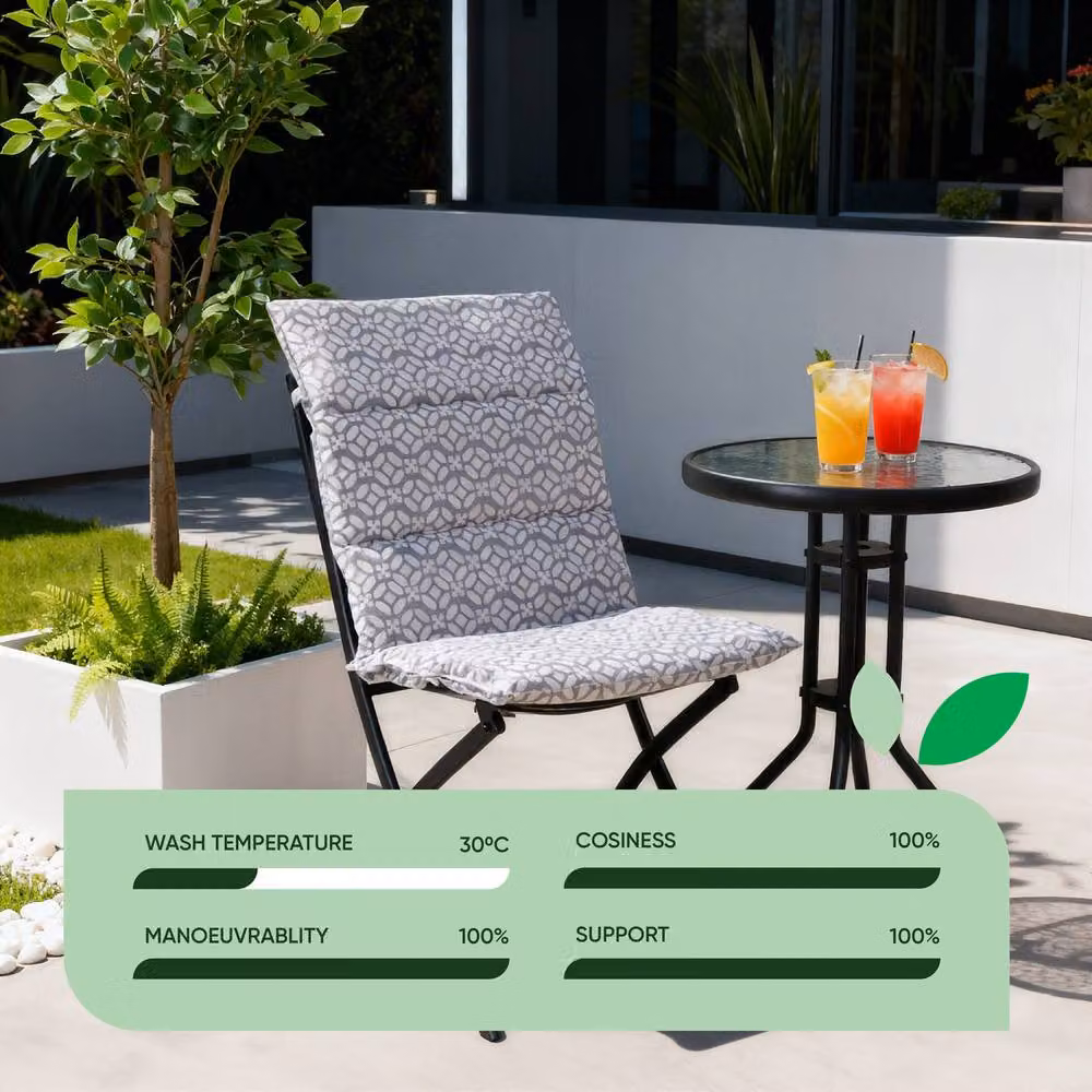 Gardenwize Pack of 2 Geo Full Length Outdoor Seat Cushions in Grey and Multicolour – 5