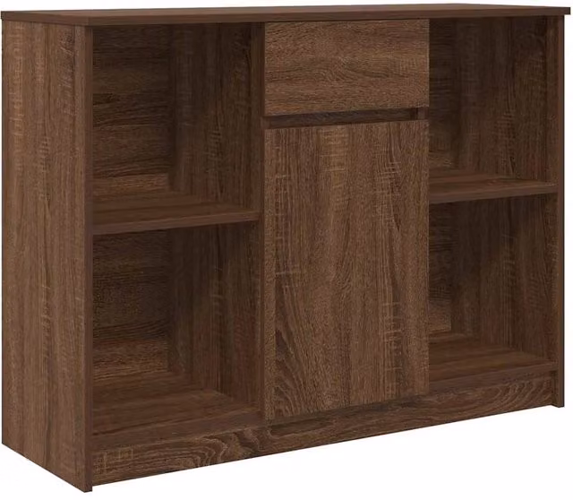 Berkfield Home Modern Sideboard with Drawer in Brown Oak, W/D/H: 101 x 35 x 76 cm