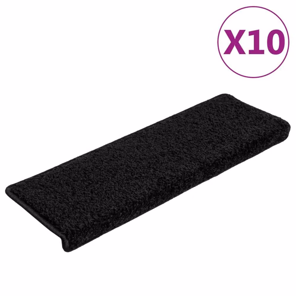 Berkfield Home Self-Adhesive Stair Mats, 10 Pack, Black, W/D/H: 65 x 21 x 4 cm – 3
