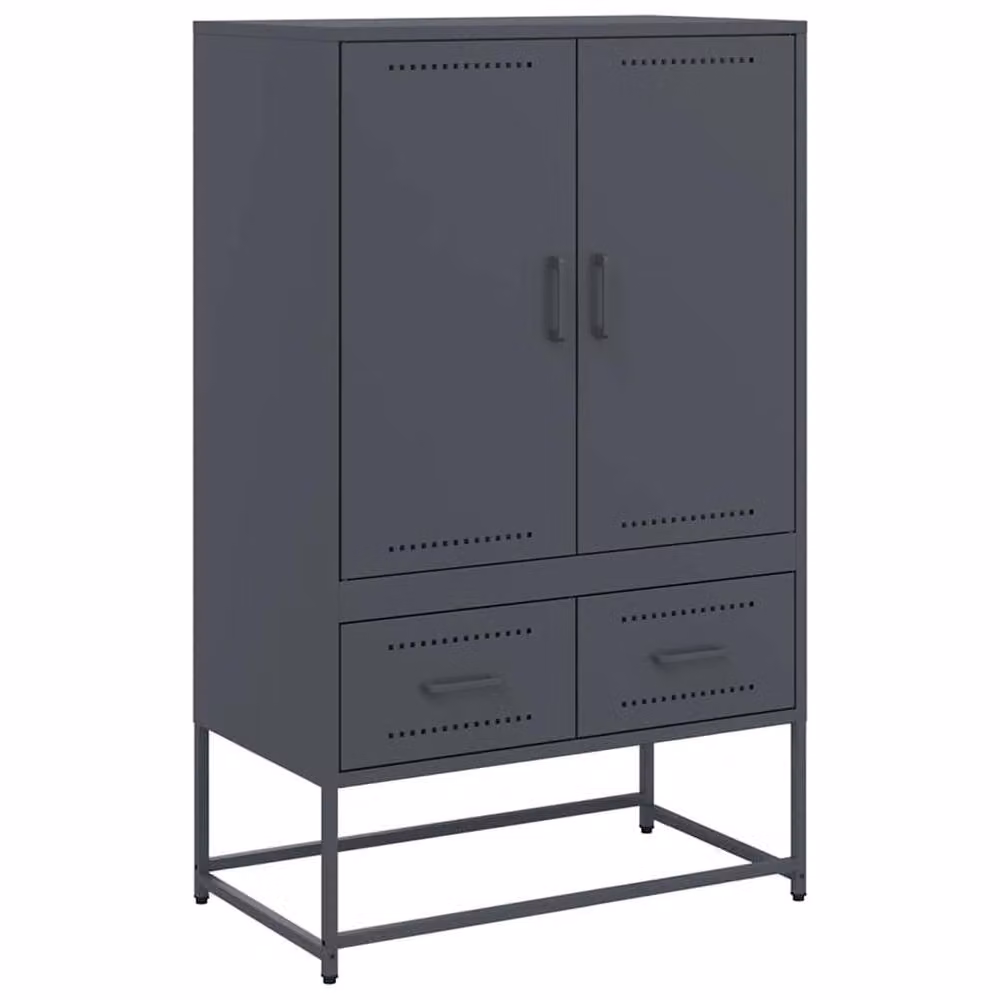 Berkfield Home Anthracite Metal Highboard with Hinged Doors and Internal Shelves, W/D/H: 68 x 39 x 111.5 cm – 2