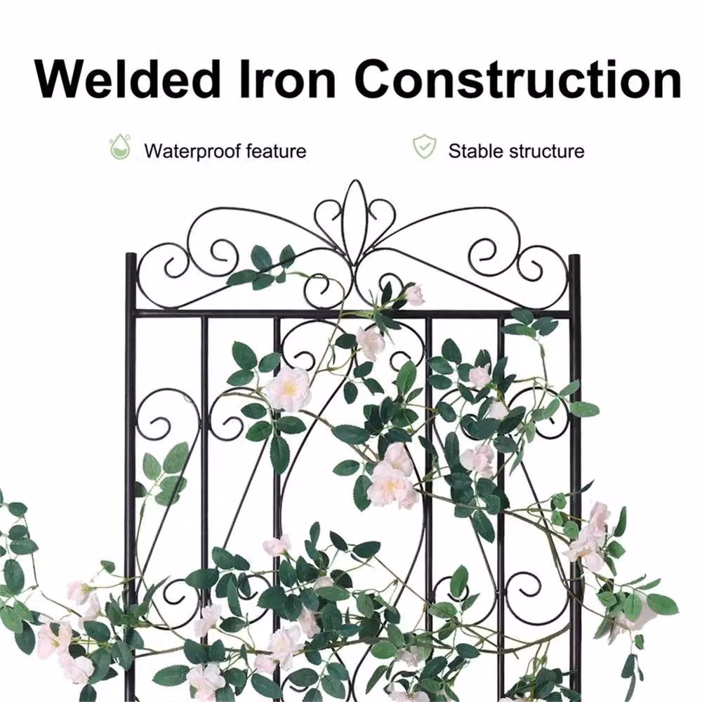 NESTLUNE Black Metal Wall-Mounted Garden Trellis Support for Plants, Set of 2, W/D/H: 100 x 15 x 50 cm – 3