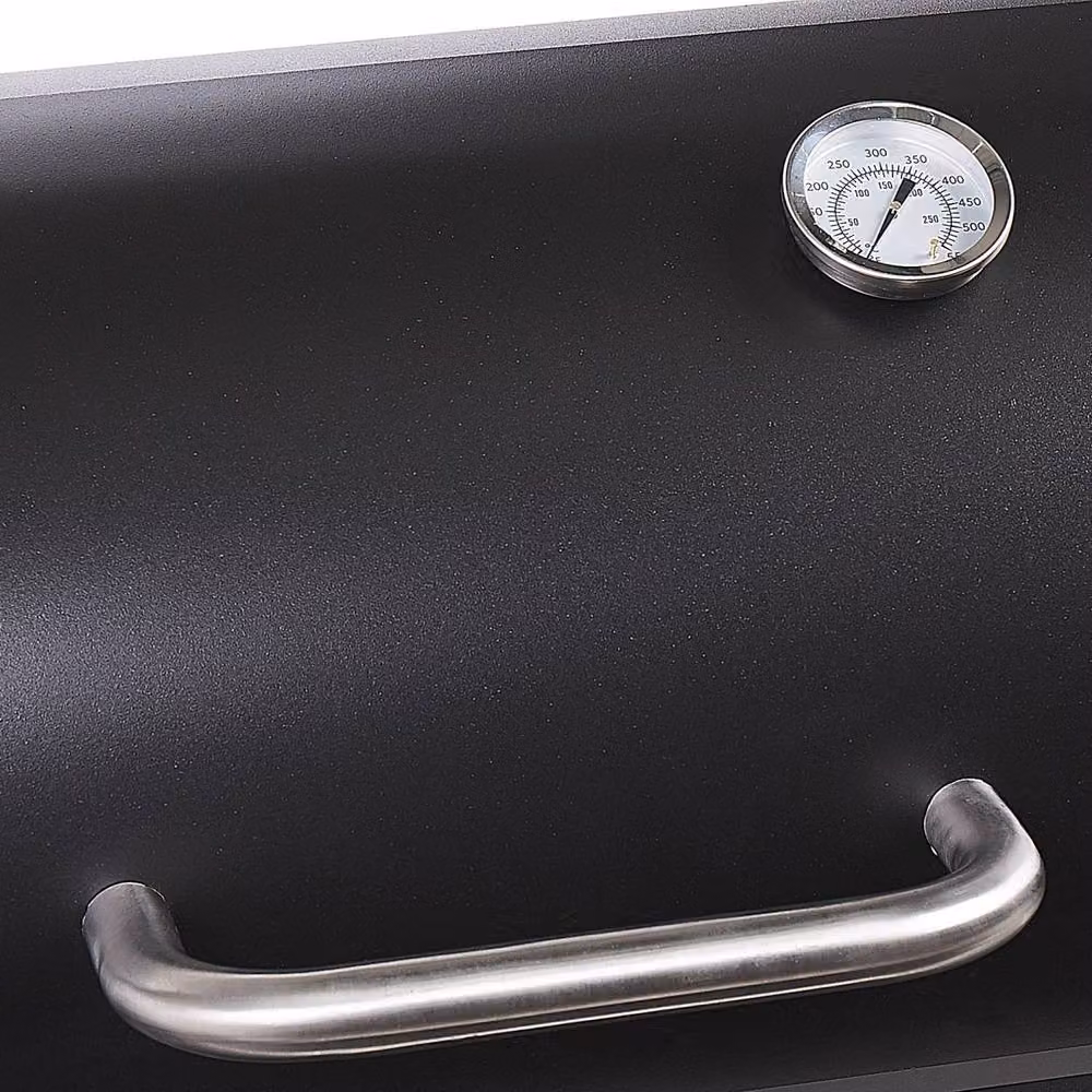 Wyld and Coco Offset Charcoal Smoker Grill with Lid, Thermometer and Wheels, Black, W/D/H: 115 x 51 x 113 cm – 8