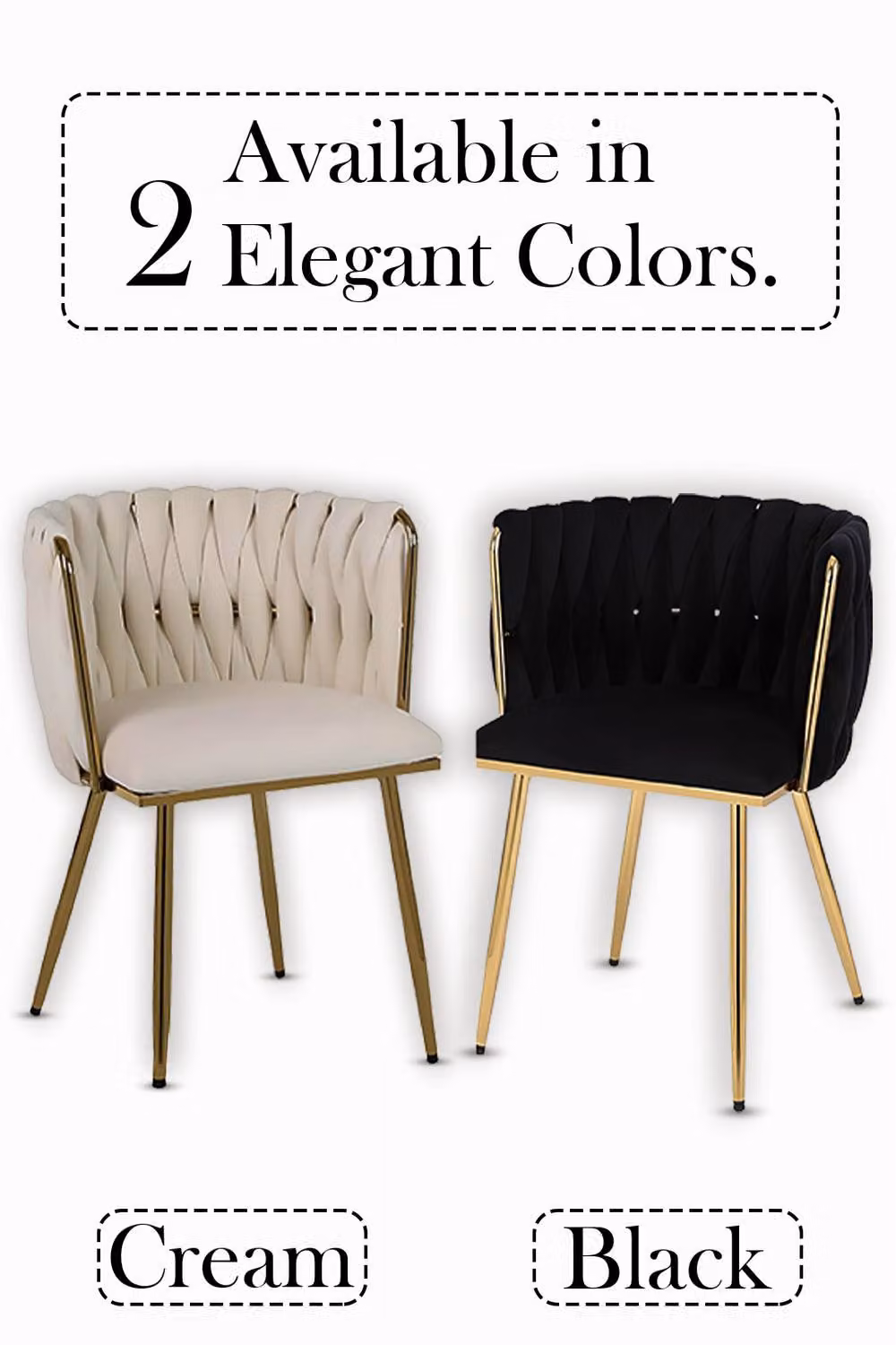 Hygrad Built to Survive Set of 2 Luxury Velvet and Metal Upholstered Dining Chairs in Black and Gold – 7