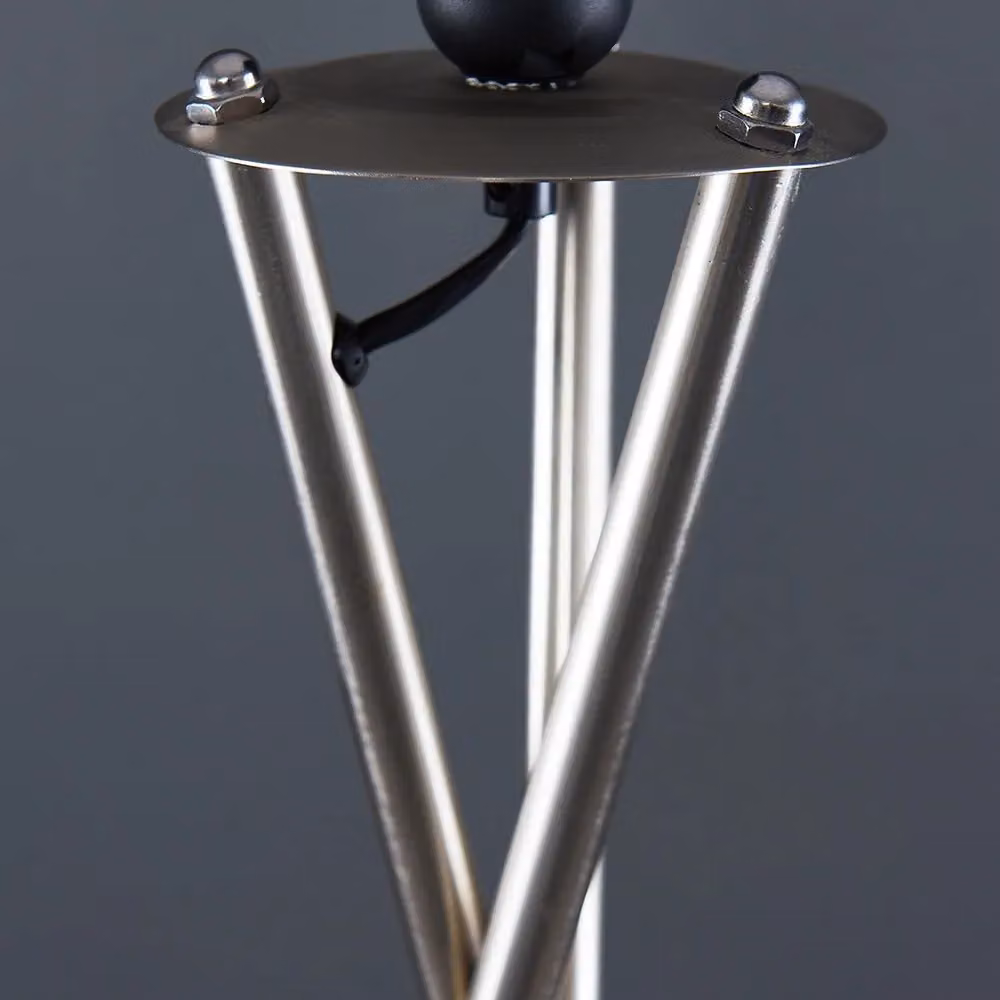ValueLights Camden Tripod Floor Lamp with Grey Metal Shade and Brushed Chrome Base, including Copper Bulb – 2