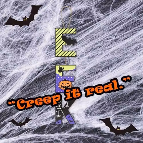 VFM e-Store Halloween Hanging Sign Decoration, Multicolour, W: 50 cm, H: 13 cm – 5