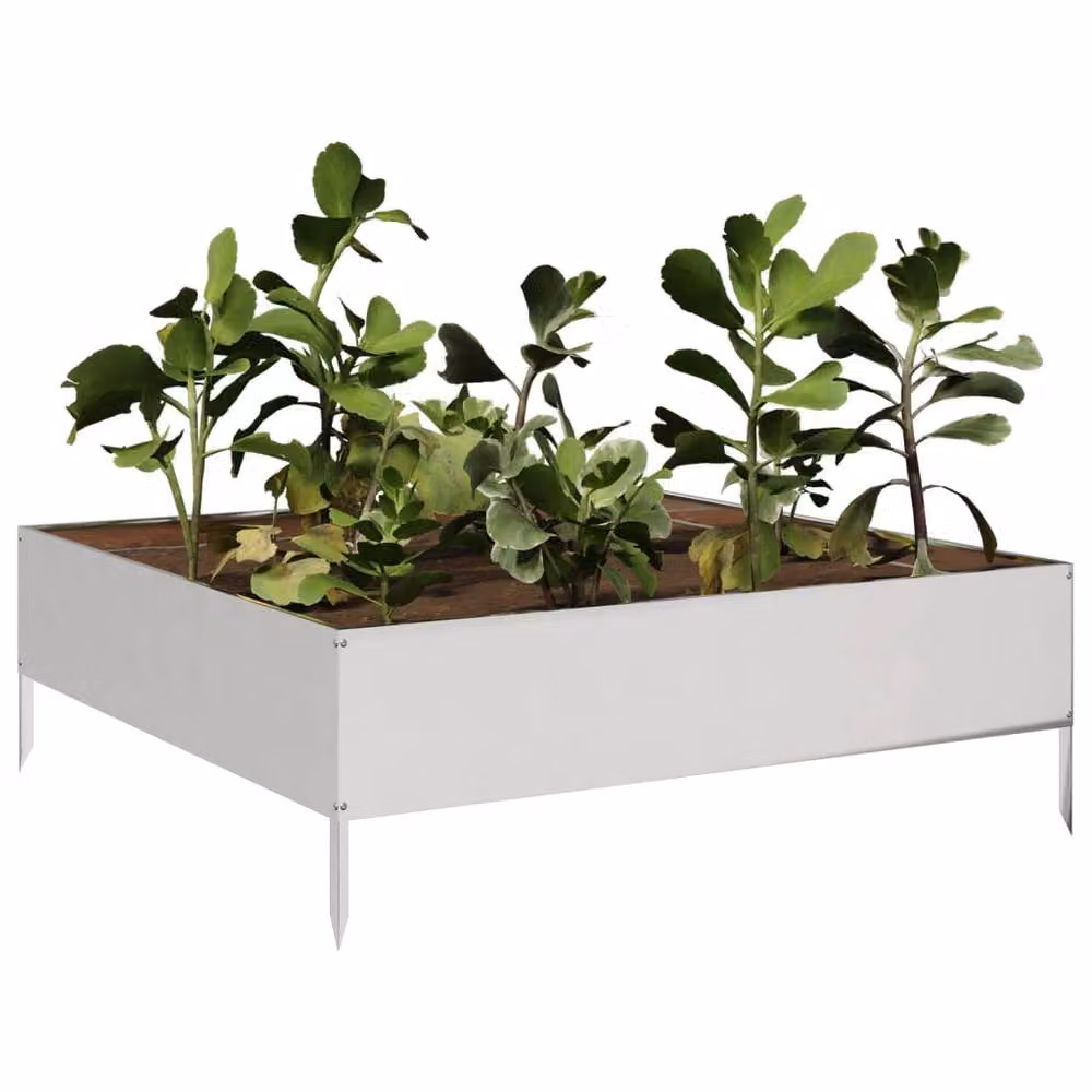 Berkfield Home Garden Stainless Steel Raised Bed in Silver, W/D/H: 100 x 100 x 33.5 cm – 3