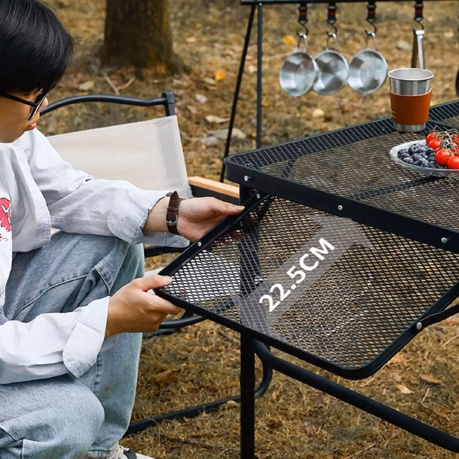 Leaper Portable Picnic BBQ Storage Table in Black, W/D/H: 60.0 x 40.0 x 27.0 cm – 4