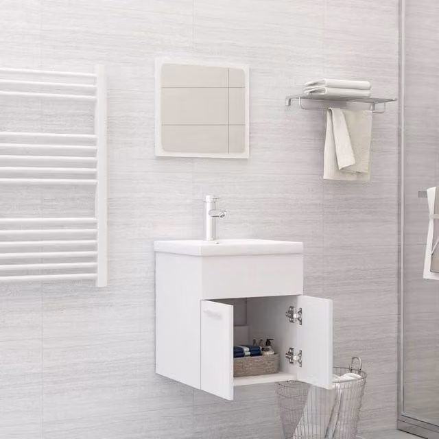 Berkfield Home Elegant White Bathroom Furniture Set in Engineered Wood