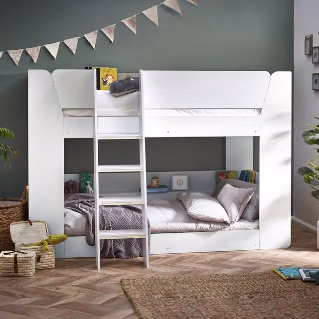 Julian Bowen Parsec Modern Two-Level Childrens Bunk Bed in White and Beige