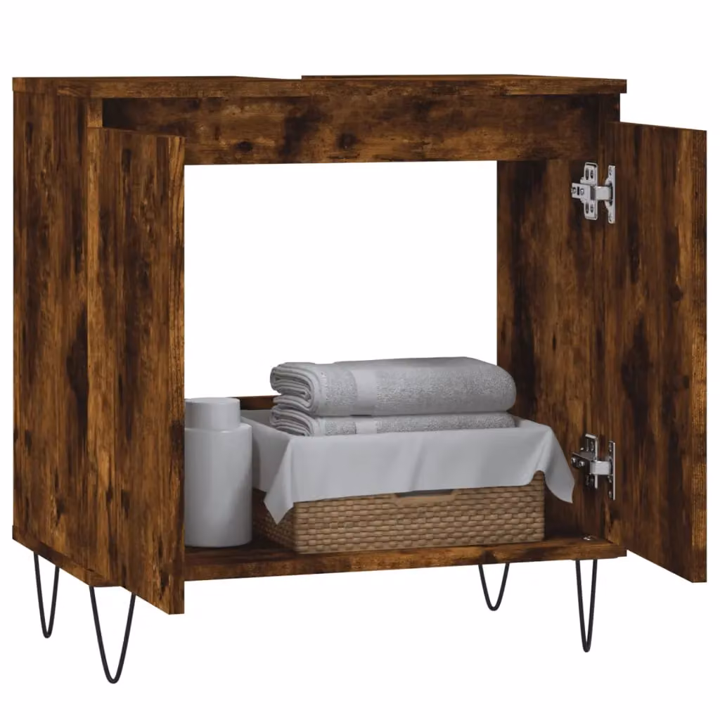 Berkfield Home Smoked Oak Bathroom Cabinet, Brown, W/D/H: 58 x 33 x 60 cm – 3