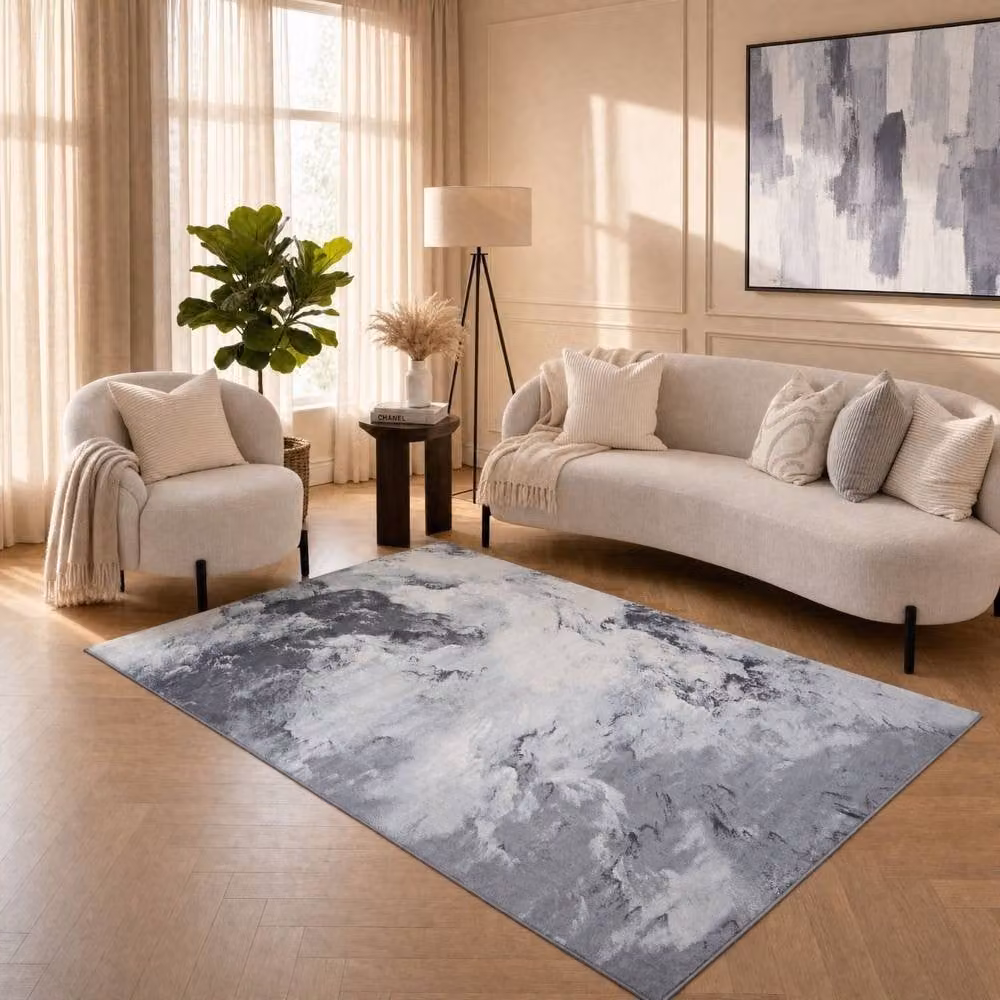 THE RUGS Elaris Stain Resistant Marble Grey Living Room Area Rug, W: 160 cm, D: 230 cm – 2