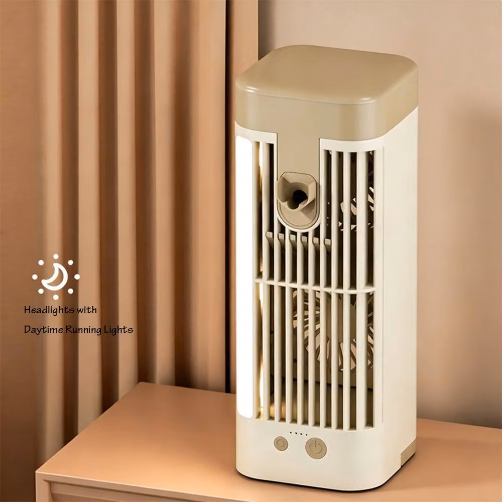 Quipulse Mini Desktop Air Cooler, 2400mAh, Yellow and Multicolour – 3