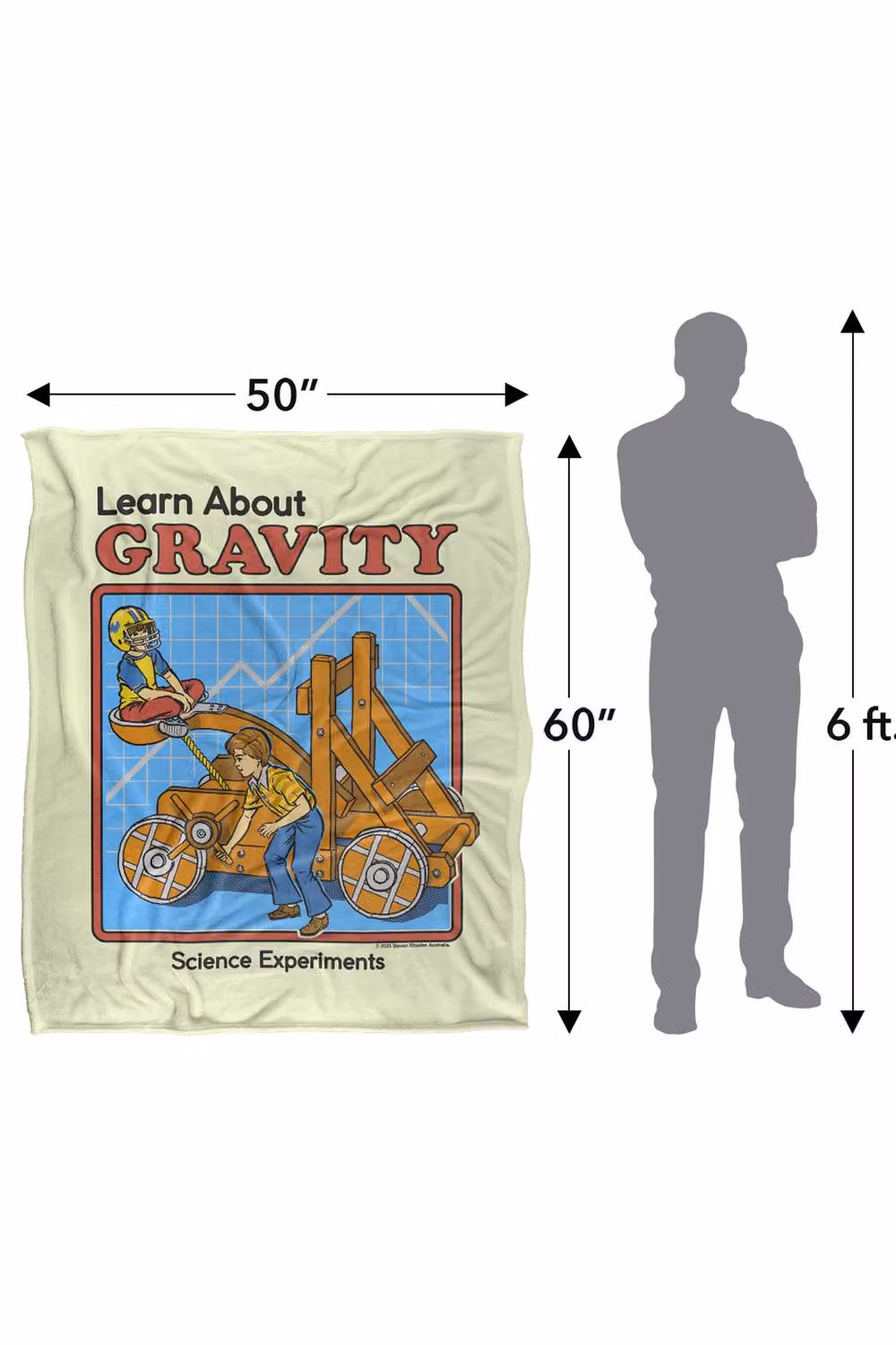 Steven Rhodes Learn About Gravity Super Soft Microfibre Throw Blanket, Multicolour, W/D/H: 91 x 147 cm – 2