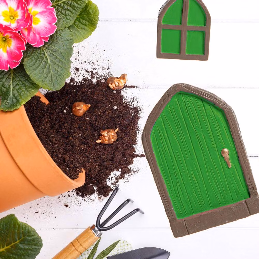 PMS Fairy Sized Green Door and Window Miniature Set for Enchanted Gnome Gardens and Christmas Elf Scenes – 3