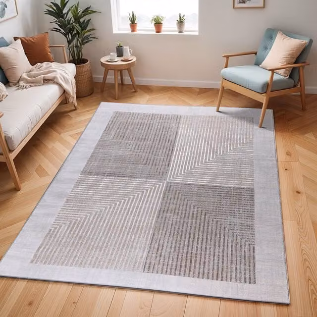 Livabliss Lustro Modern Abstract Rug in Grey, Beige and White, W: 120 cm, L: 170 cm