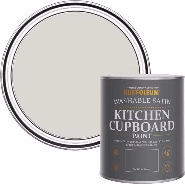 Rust-Oleum Grey Scrubbable Kitchen Cupboard Paint in Satin Finish, 0.75 l – 1