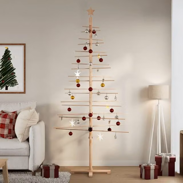 Berkfield Home Rustic Brown Wooden Christmas Tree, Height: 210 cm – 1