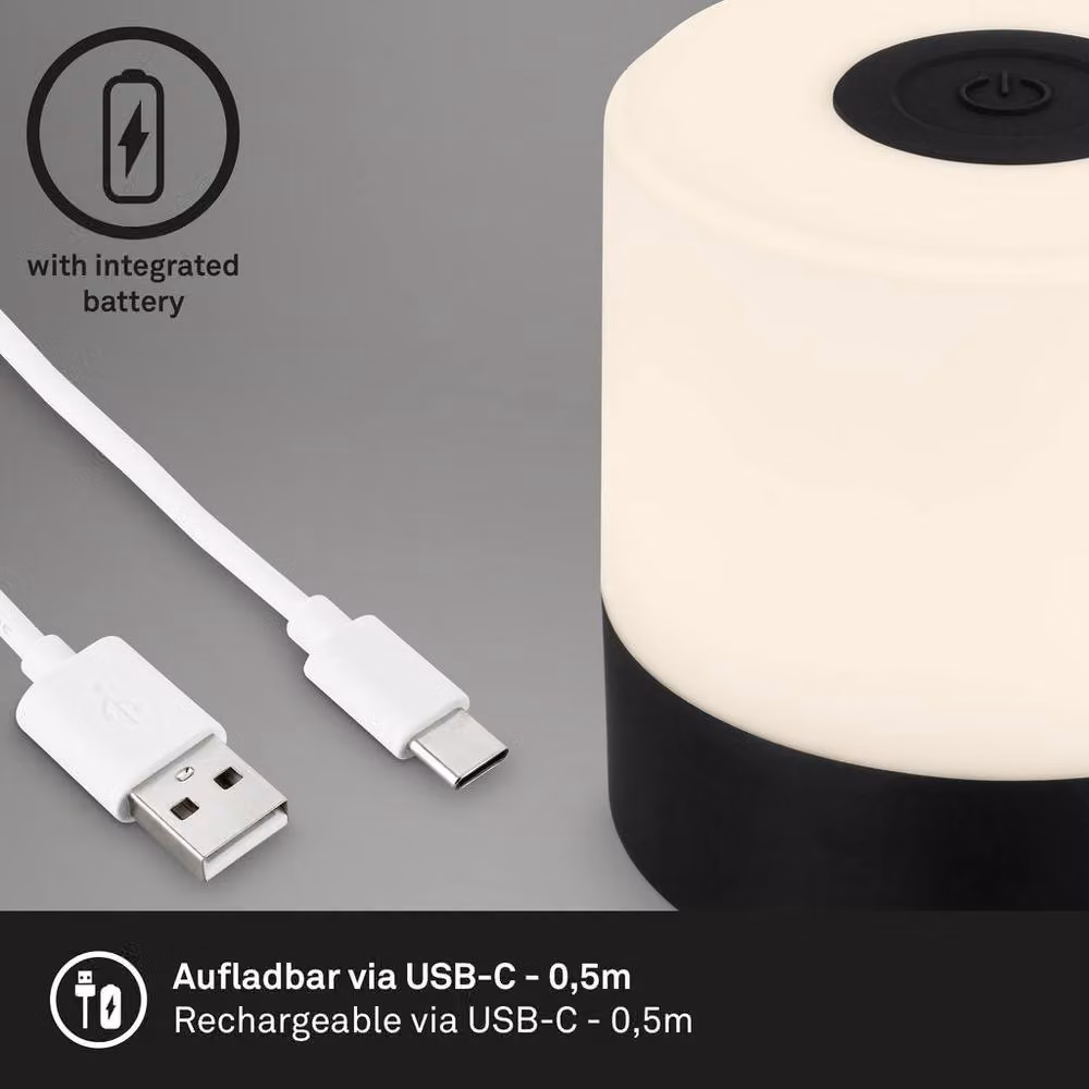 Briloner Rechargeable LED Mini Table Lamp, Dimmable Touch Control Night Light with Warm White Light, Black, W/D/H: 7 x 7 x 7 cm – 5