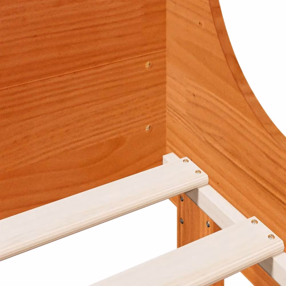 Berkfield Home Modern Waxed Pine Solid Wood Bed Frame, Brown, W/D/H: 140 x 200 cm – 4
