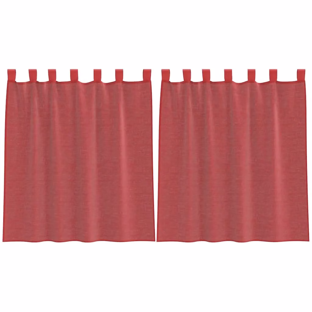 Berkfield Home Red Transparent Voile Fabric Curtains with Tabs, 2 Pack, W: 140 cm, H: 140 cm – 2