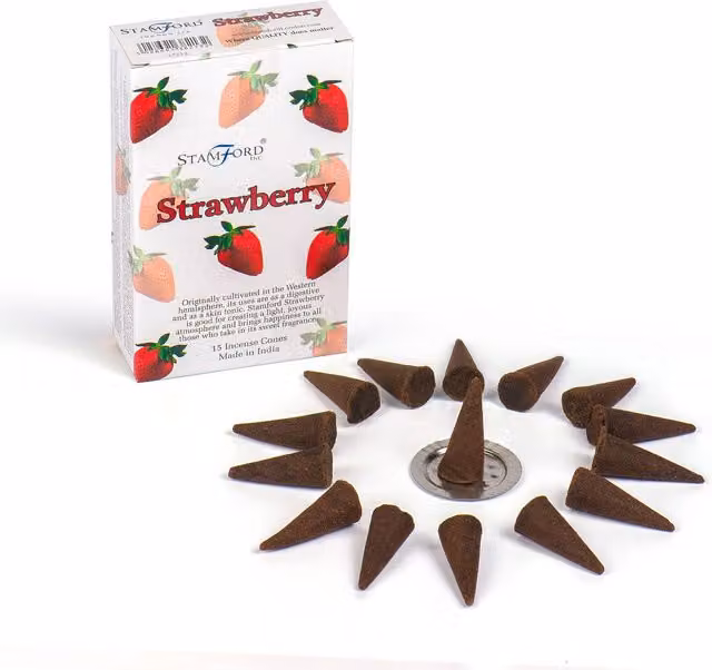 Stamford Strawberry Fruity Incense Cones, White and Brown