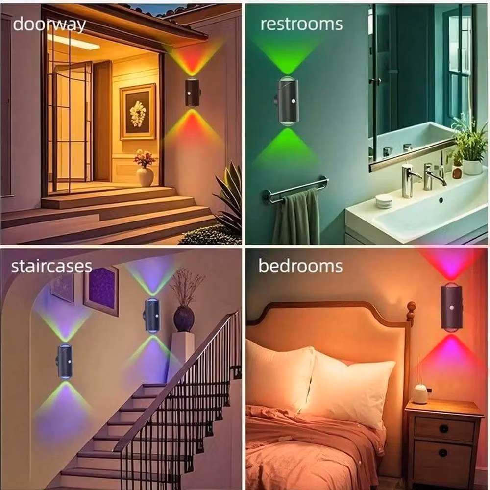 SPETLEK Black RGB LED Motion Sensor Night Light with 2x USB Rechargeable Batteries – 3