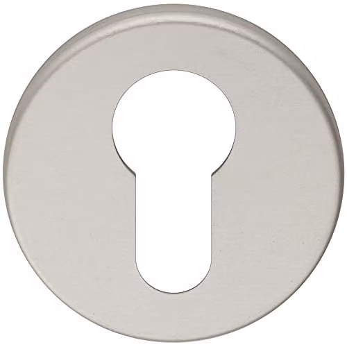 Loops 52mm Euro Profile Round Escutcheon with Concealed Fix in Brushed Silver Satinised Aluminium