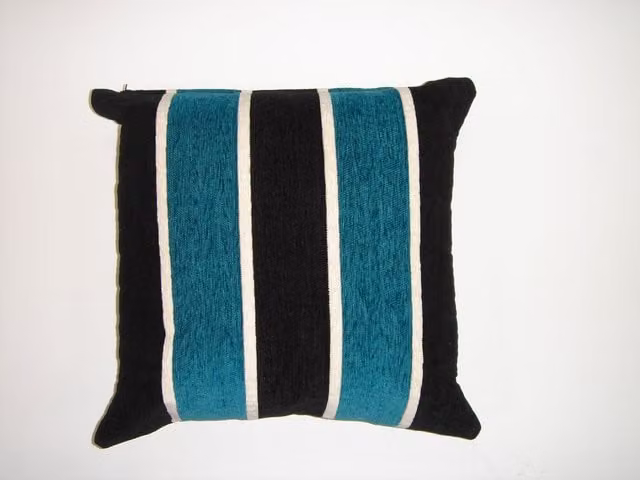 Rapport Home Oxford Chenille Striped Square Cushion Cover in Petrol Blue, W/D/H: 43 x 43 x 43 cm