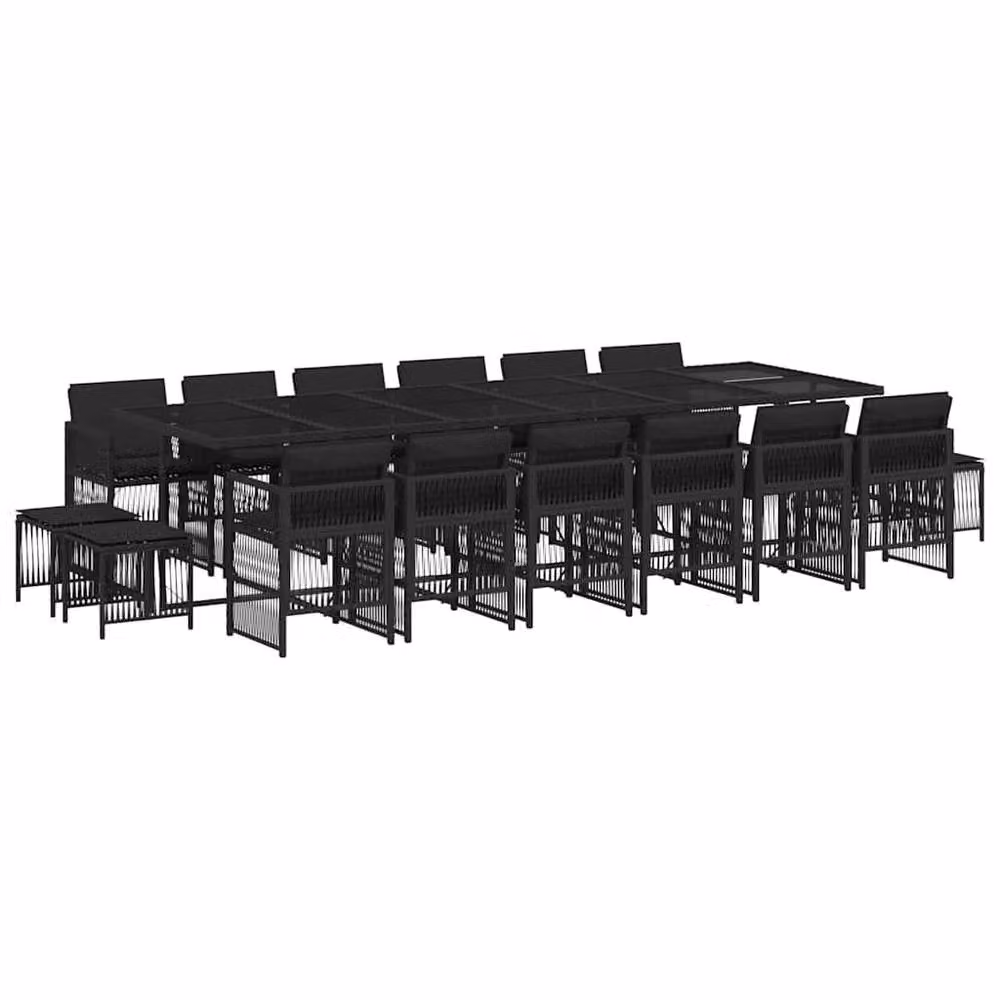 Berkfield Home 17 Piece Black Poly Rattan Garden Dining Set with Cushions – 2