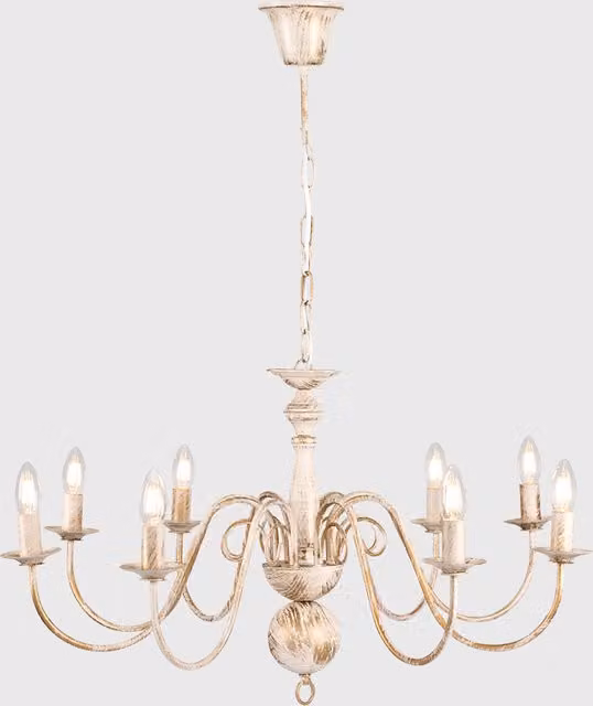ValueLights Gothica Flemish 8 Way White Distressed Metal Ceiling Light Chandelier