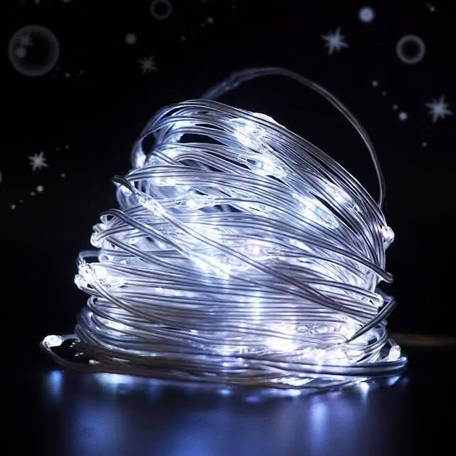 Livingandhome White IP65 Copper String Fairy Lights for Christmas