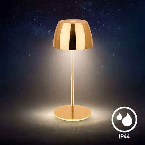 Briloner Mini LED Wireless Table Lamp with Touch Dimming, Rechargeable Battery and Interchangeable Light Source, Shiny Gold, D/H: 8 x 20 cm – 3