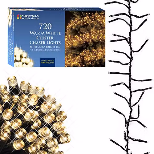The Christmas Workshop 71760 Warm White LED Chaser Cluster Fairy Lights, 10.4 m – 1