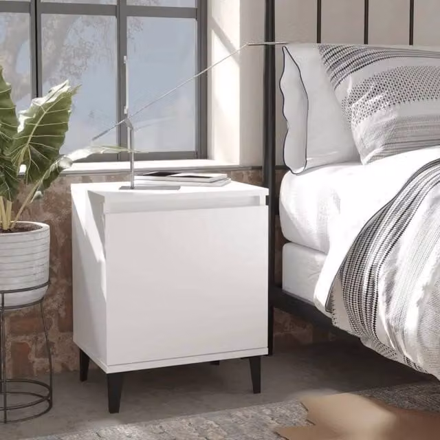 EONLION Bedside Cabinet with Metal Legs in White, W: 40 cm, D: 30 cm, H: 50 cm – 1