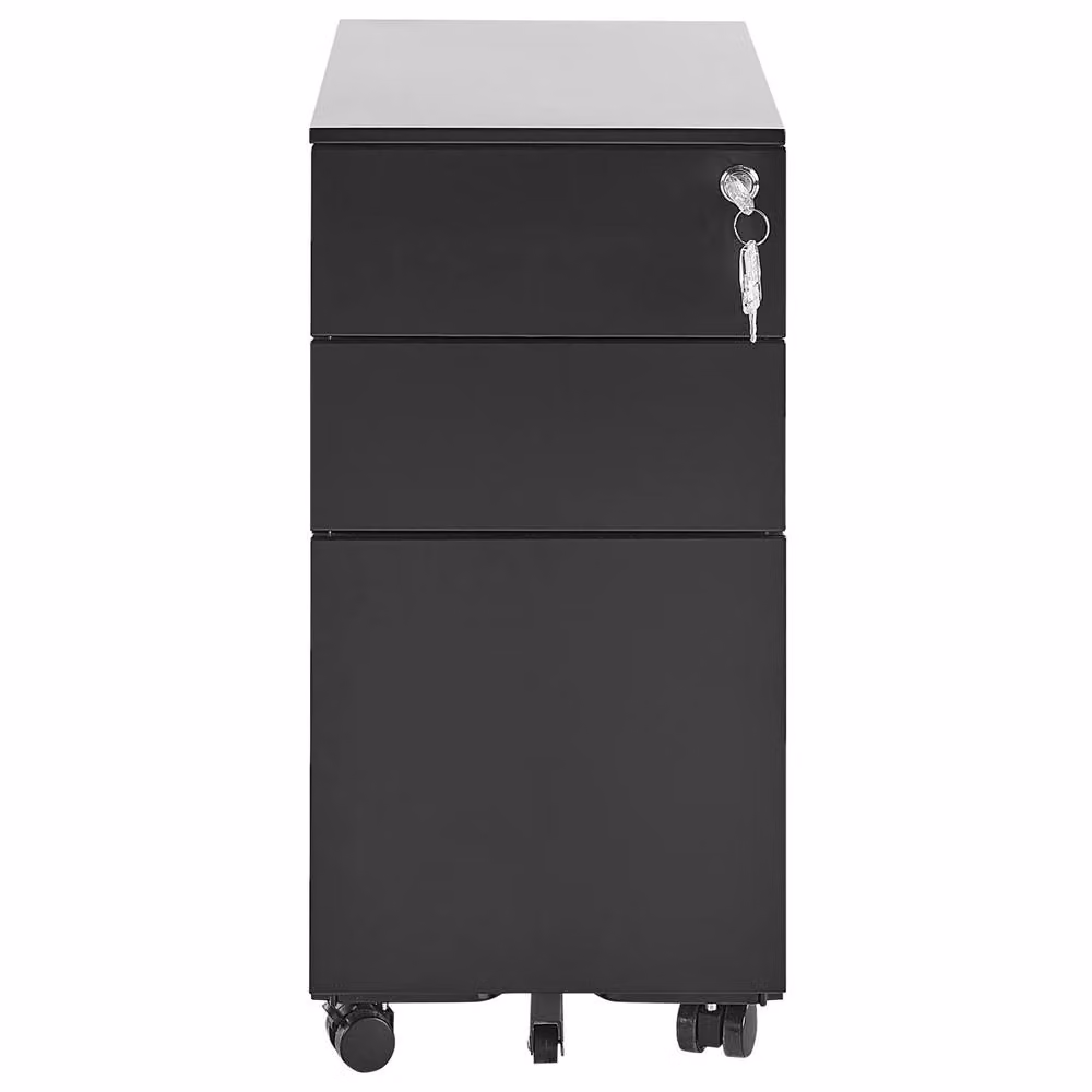 Wyld and Coco Premium Black Metal 3-Drawer Storage Cabinet with Key Lock and Castors – 5