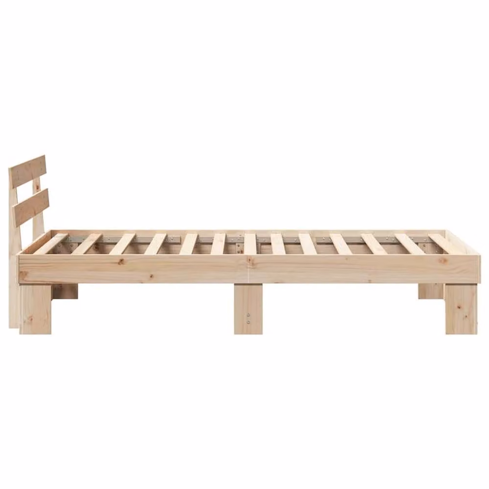 Berkfield Home Modern Solid Pine Wood Bed Frame with Headboard in Brown, W: 75 cm x L: 190 cm – 2