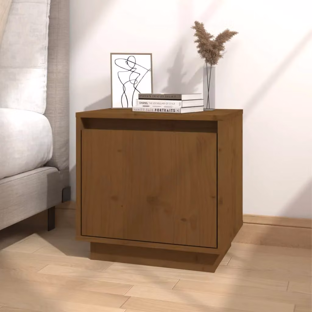 Berkfield Home Set of 2 Modern Honey Brown Solid Wood Pine Bedside Cabinets, W/D/H: 40 x 30 x 40 cm – 2