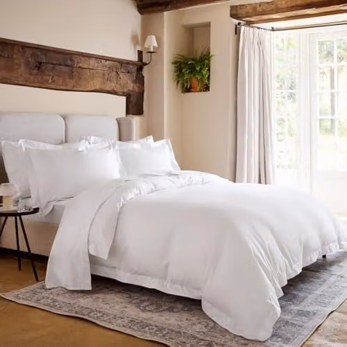 Christy Premium 500 Thread Count Mako Satin Cotton Duvet Cover and Pillowcase Set, White, W/H: 200 x 200 cm – 3