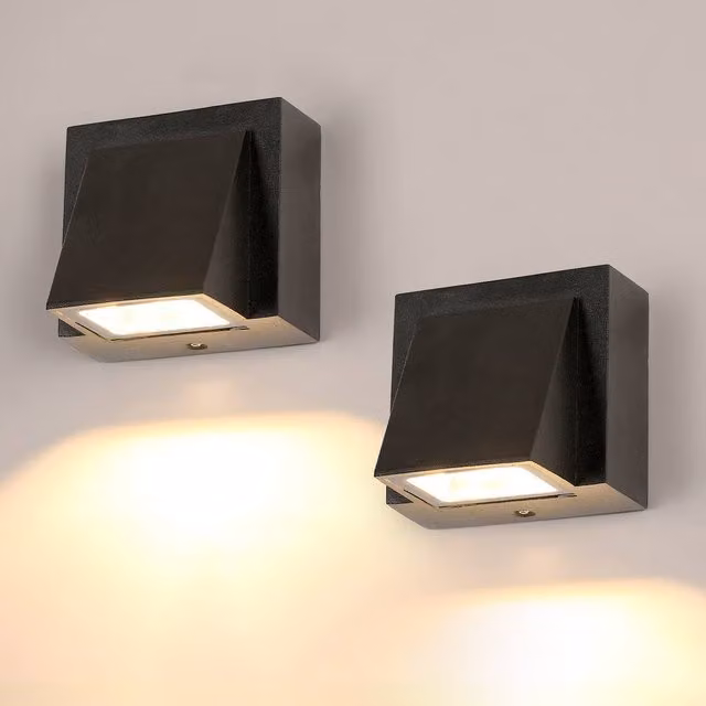 Pheashine 2 Pack Black Modern LED Outdoor Wall Light, 5W 3000K Warm White – 1