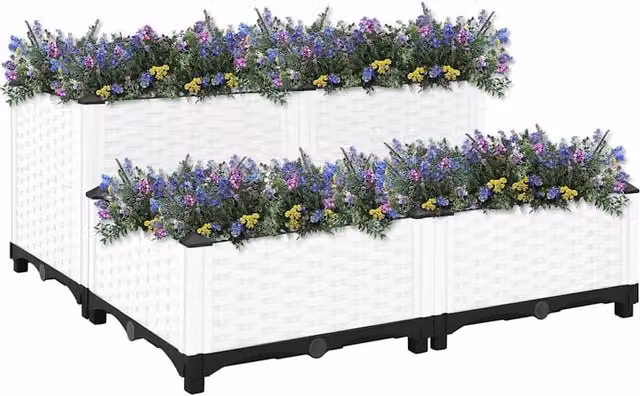 Berkfield Home White Polypropylene Raised Bed W/D/H: 80 x 80 x 38 cm – 1