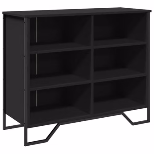 vidaXL Modern Black Sideboard in Matt MDF and Metal, W/D/H: 91 x 35.5 x 74.5 cm