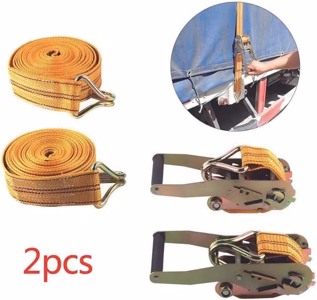 EONLION 2-Piece Ratchet Tie Down Straps, 6 m, Orange – 1