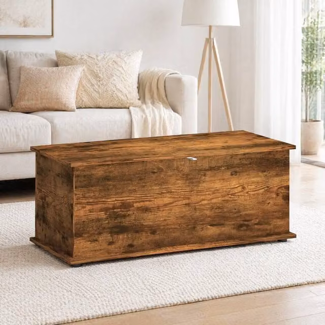 STILVORA Brown Storage Bench with Lift-Up Lid, W/D/H: 120 x 100 x 40 cm