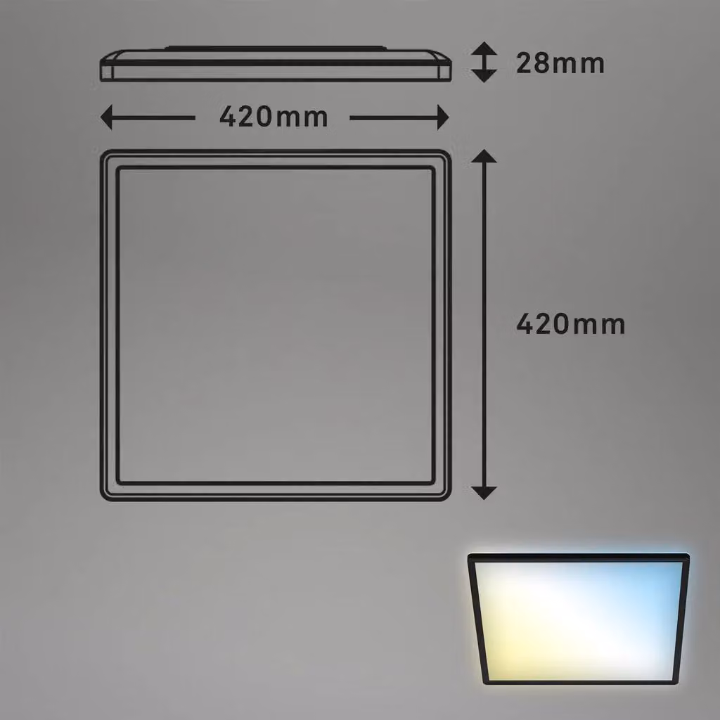 Briloner Ultraslim Black 22W CCT LED Ceiling Panel – 4