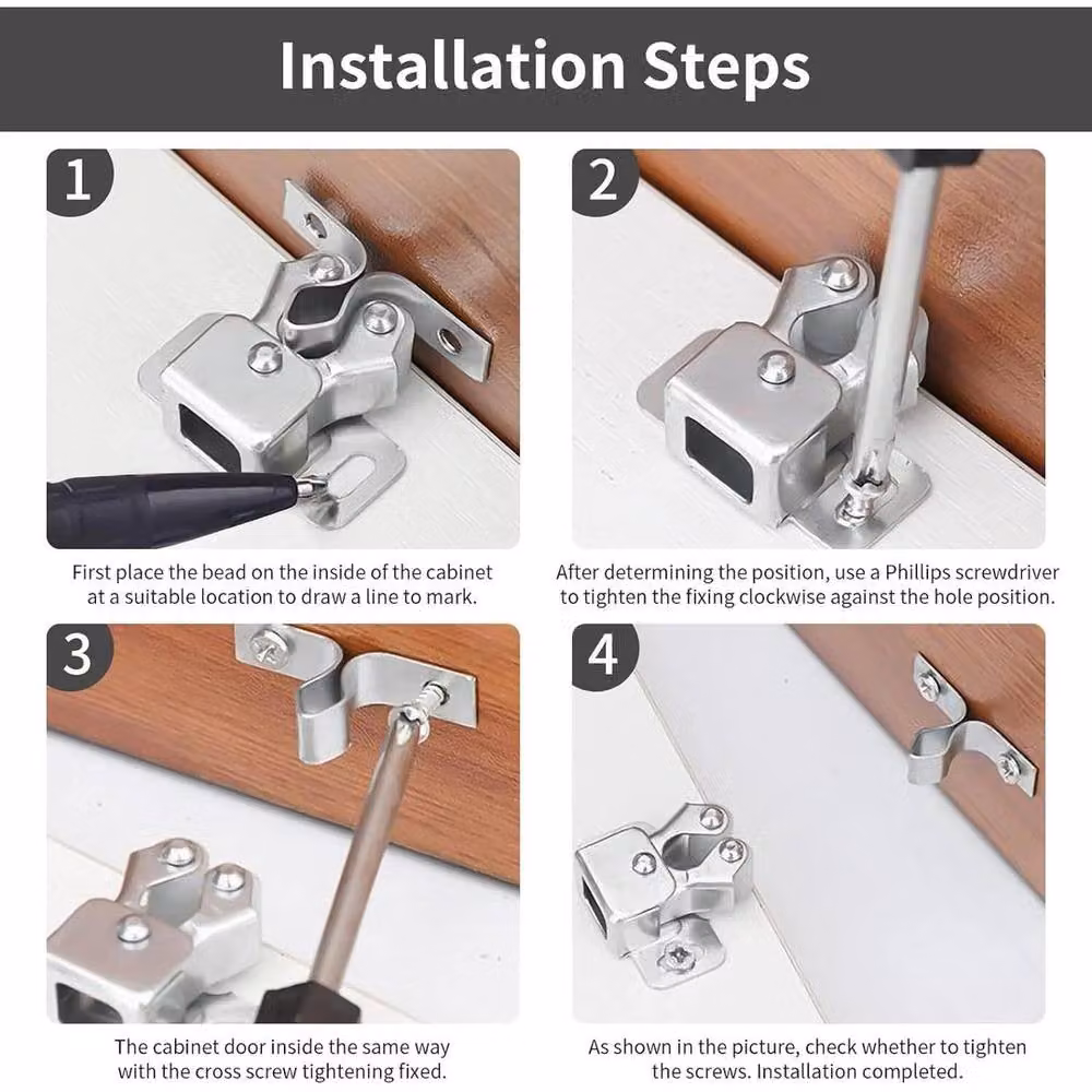 SPETLEK 6 Pack Silver Nickel Plated Roller Catch Cupboard Cabinet Door Latch – 2