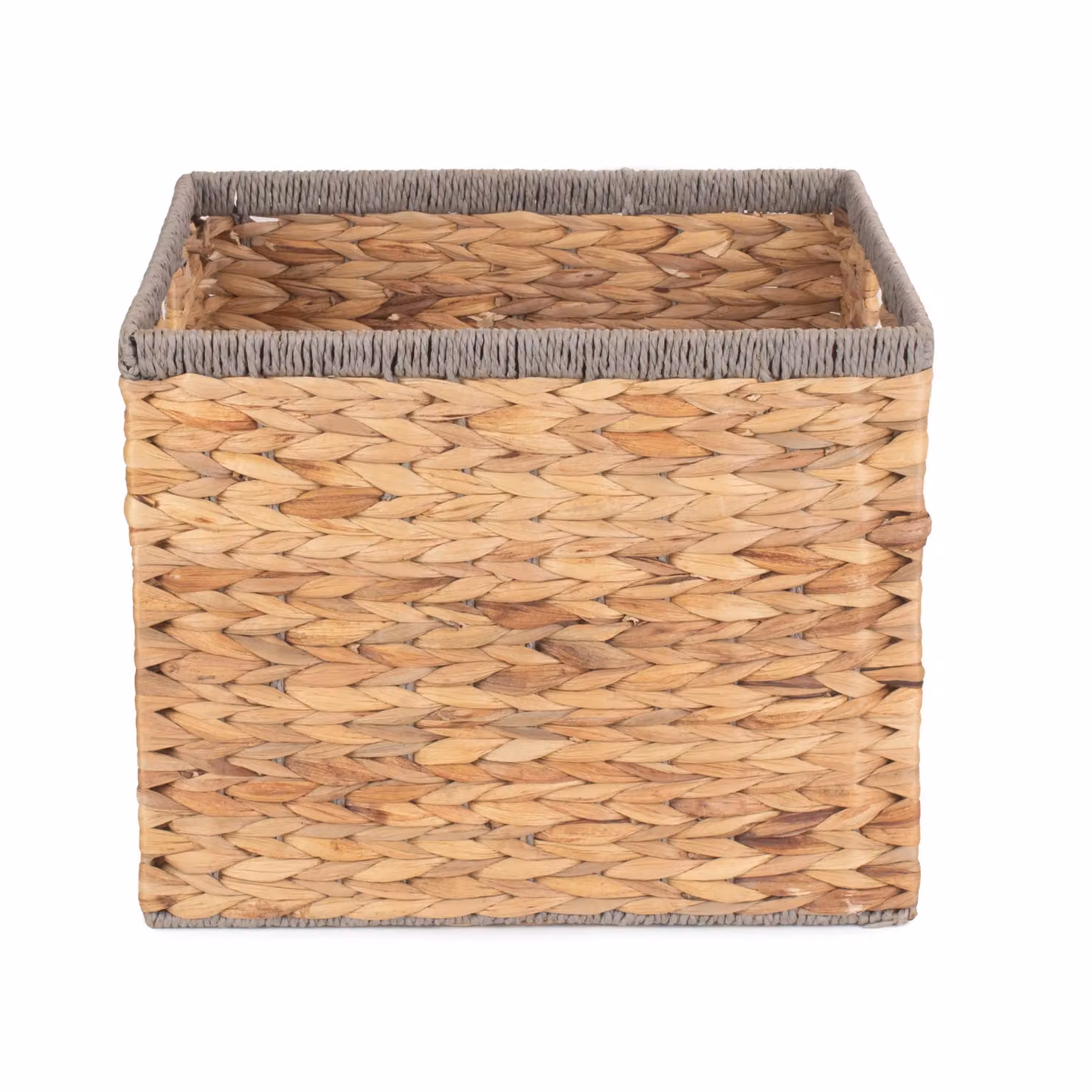 Red Hamper Square Water Hyacinth Storage Basket with Grey Rope Border in Brown, W/D/H: 40 x 40 x 32 cm – 2