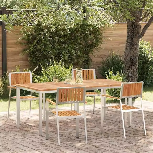 Berkfield Home 5 Piece Garden Dining Set in Brown Solid Acacia Wood – 1
