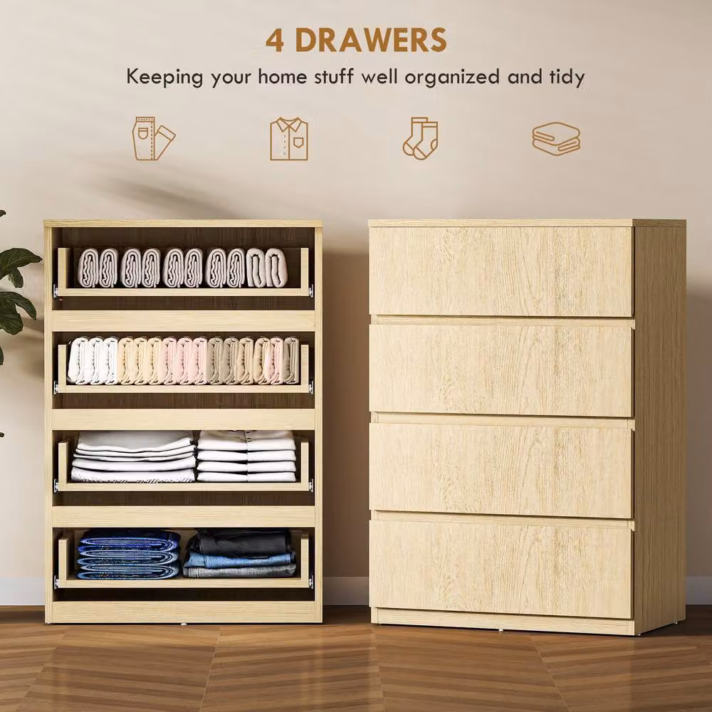 STILVORA Minimalist Chest of Drawers with 4 Drawers and Tabletop in Beige – 3
