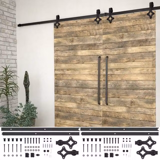 Berkfield Home Sliding Door Hardware Kit, 2 Piece Black Steel Set – 1
